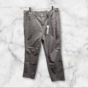 Workshop Republic Jeans Women Stretch 16 Grey Polka Dot Straight Ankle Jeans NWT